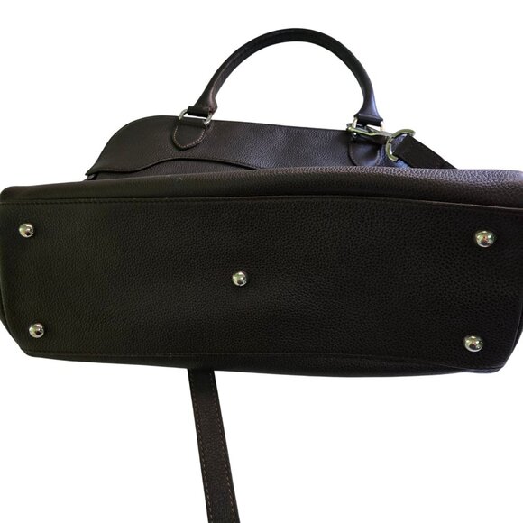 Longchamps Brown Pebbled Leather Top Handle Two Way Zip Satchel Crossbody - Picture 7 of 13